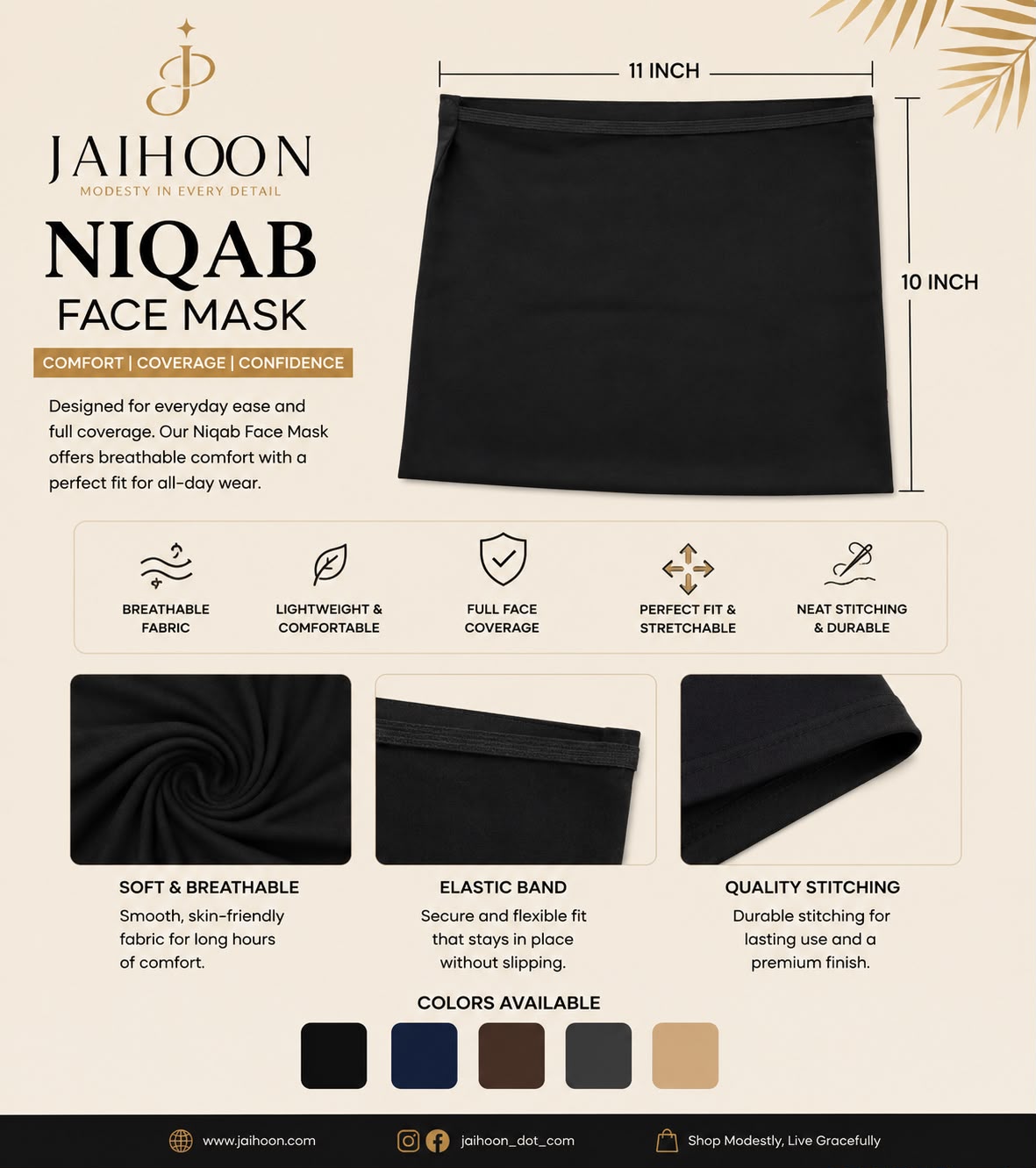 Niqab Nose piece short 10 inch